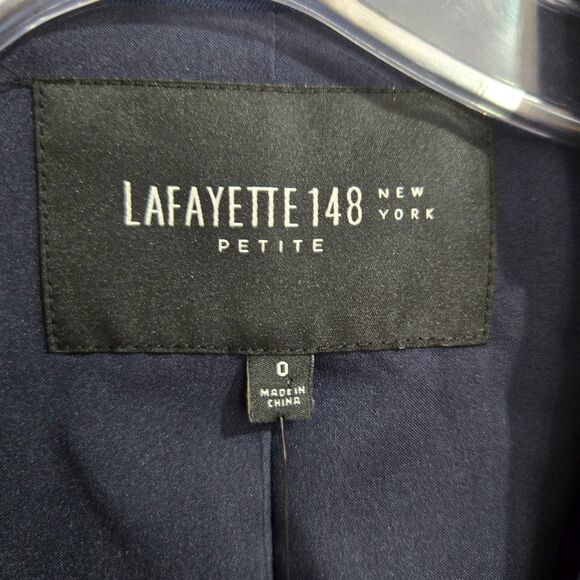 NEW Lafayette 148 Womens sz 0 Petite 0P Stretch Wool Single Button Blazer Blue - Picture 9 of 15